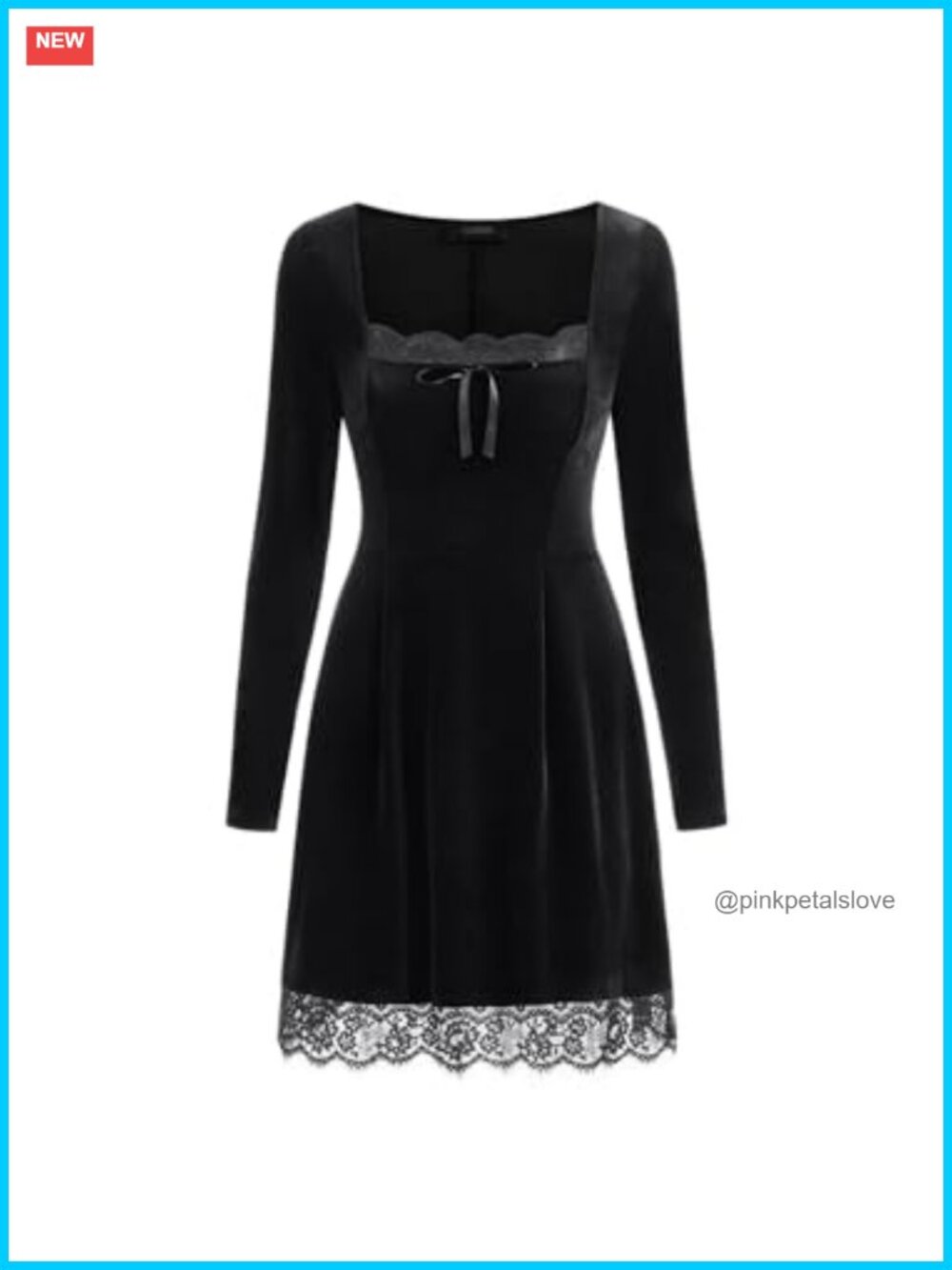 Velvet Long Sleeve Mini Dress Lace Trim Party Cocktail Elegant